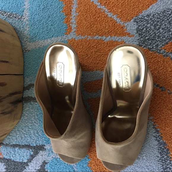 COACH HOLLIE KID SUEDE Wedges SHOES Open Toe-SZ 6 - Picture 4 of 15